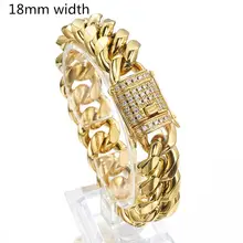 Мужские хип-хоп Iced out браслет из нержавеющей стали с цирконом никогда не выцветает высококачественные кубинские цепи браслеты ювелирные изделия Хип-хоп подарки