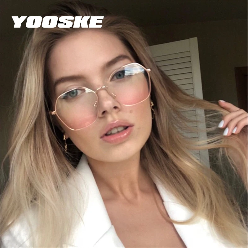 Прозрачные оправы YOOSKE для очков Женские Ретро многоугольные очки женские