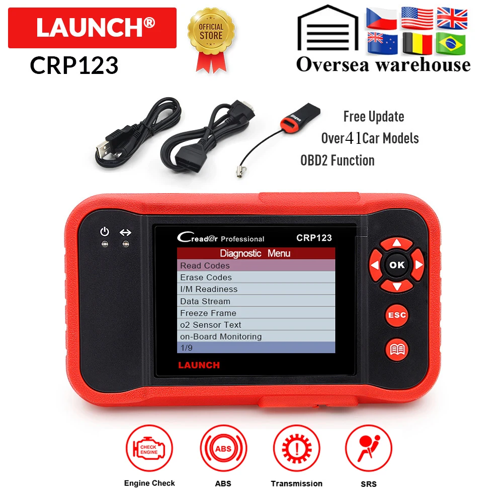 LAUNCH X431 CRP123 OBD2 EOBD Автомобильный сканер подушка безопасности SRS Трансмиссия