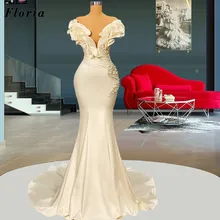 

Floria Elegant Middle East Pearls Evening Dresses Robes De Soiree 2022 Dubai Design Mermaid Prom Dress Arabic Pageant Party Gown