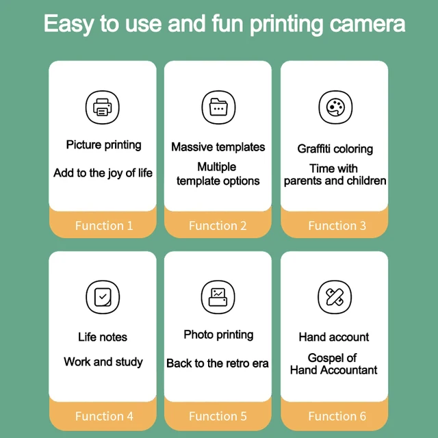 32GB Card Bluetooth Kids Camera Instant Print Camera for Children Label Printer No Screen Photo Camera Toys with Printing Paper 5
