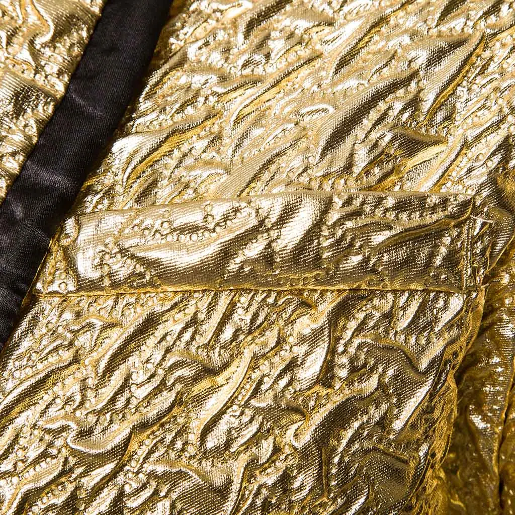 Laamei Модные мужские блестящие блейзеры Золотой блестящий костюм куртки мужской ночной клуб одна кнопка костюм Блейзер DJ блейзеры для сцены