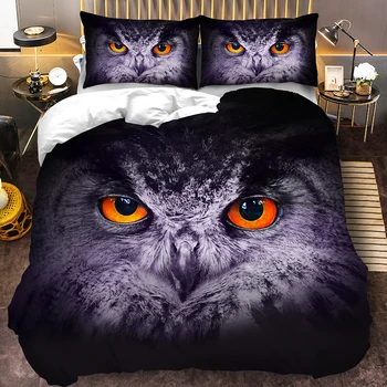 

Owl Print Bedding Set 3D Animal Duvet cover set teen kid bedclothes Bed set 3-piece Home Textiles Queen