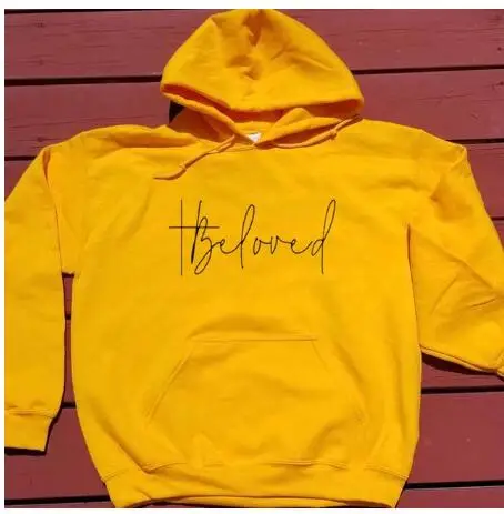 gold tee black text Любимый худи с принтом, Повседневная модная толстовка с библейским стихом, хлопковый перстень из нержавеющей стали, любимый пуловер с крестиком, Подарочные Топы - Цвет: gold tee black text