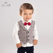 DB11591 dave bella/Осенняя красивая одежда для маленьких мальчиков; комплект из 2 предметов: штаны с длинными рукавами; клетчатые костюмы; детская одежда