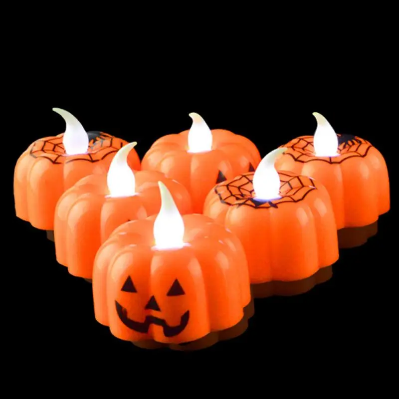 

Halloween LED Electronic Light-Emitting Skull Head Candle Lamp Small Pumpkin Lamp With Button Battery