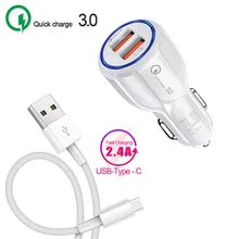 Для samsung S9 A8 A9 A3 A5 A7 QC 3,0 USB зарядное устройство для телефона автомобильный адаптер type C кабель для Motorola One power LG G6 G7 Thinq