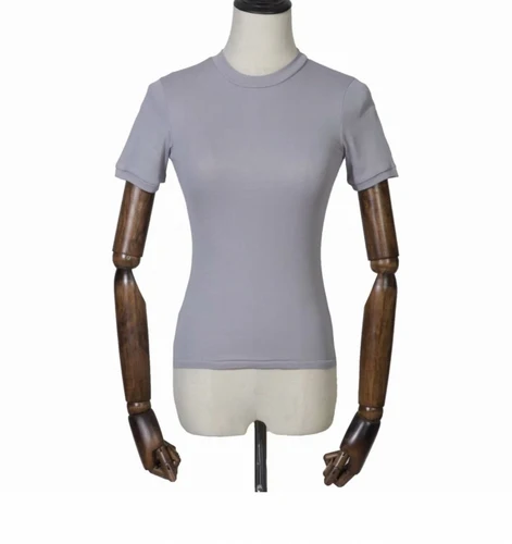 Light Grey Винтажная шикарная Летняя коллекция, Ретро стиль, старый цвет, удобная, эластичная, для отдыха, спорта, фитнеса, короткий рукав, футболка для женщин - Цвет: Light Grey