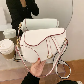 

2020 New Women's Bag Leisure Saddle Bag Pu Solid Color Diagonal Bag Fashion Easy Matching Lady Handbags