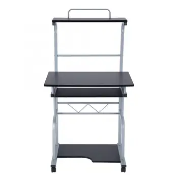 

Portable Wooden Computer Desk Rolling Mobile Stand Workstation Laptop Table for Both Home Office Use