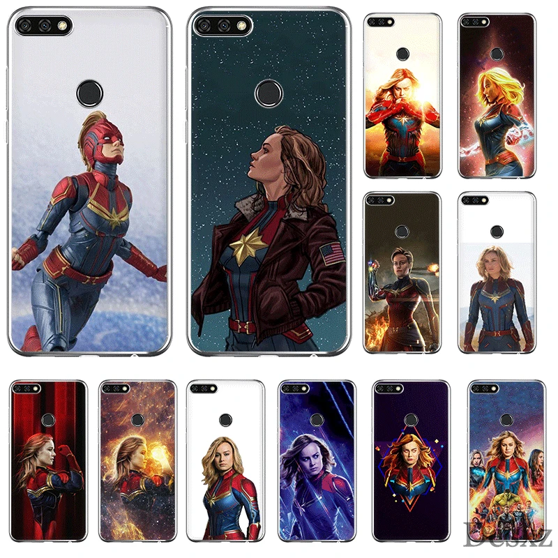Mobile Phone Case For Huawei Honor 7A 7C 7X 6A 8 8X 8C 9 9X View 20 Note 10 Lite Cover Captain Marvel | Мобильные телефоны и
