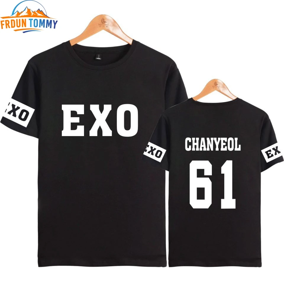 Популярная Футболка kpop group exo kar sehun xiumin baekhyun terra с наклейками женская футболка harajuku