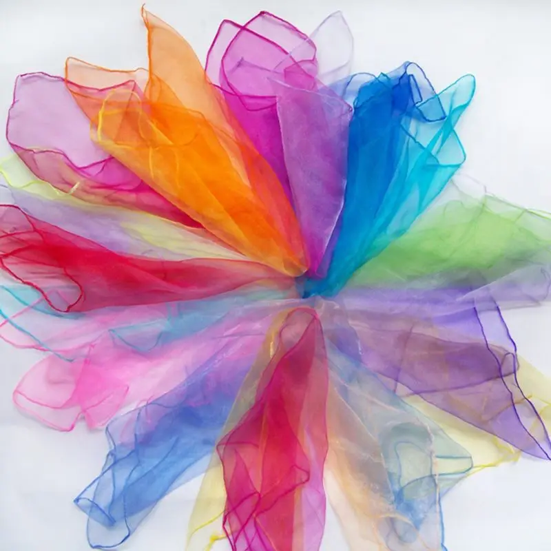 

Children Shimmer Gradient Colored Square Scarves Kindergarten Performance Dance Juggling Movement Shawl Headwrap Kerchief Props