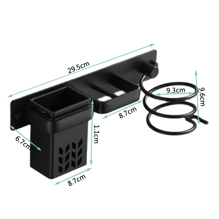 Wall Mounted Shelf Bathroom Black Hair Dryer Holder Hair Straightener Holder Floating Shelves Storage Bathroom Accessories