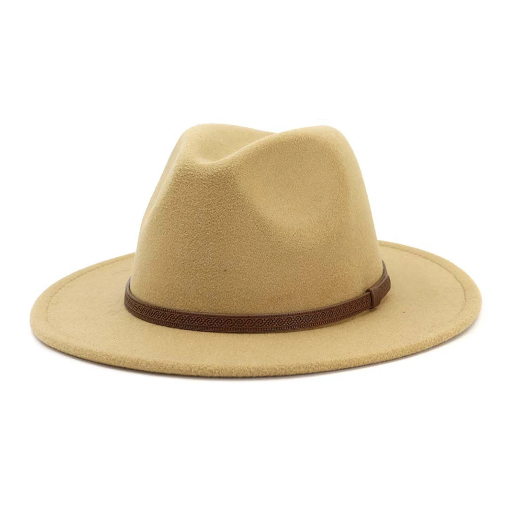 Мужская и женская фетровая шляпа с поясом с широкими полями Панама шляпа уличная дорожная шляпа Поп шляпа