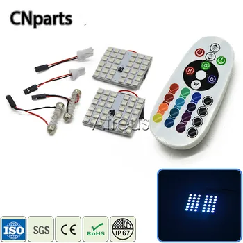 

Auto 1Pair Car LED Interior Light 12V RGB Multicolor 36-SMD 5050 Double Tip C5W Auto car Reading Lamp bulb Remote Control