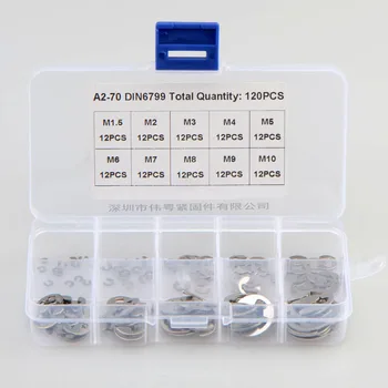 

120pcs M1.5 M2 M3 M4 M5 M6 M7 M8 M9 M10 stainless steel 304 open retaining ring E-shaped snap ring combination set