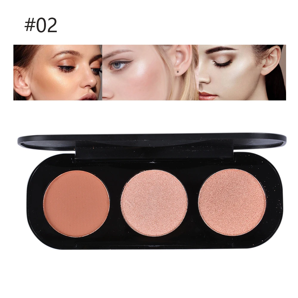 Распродажа на складе! 3 цвета румяна натуральный блеск хайлайтер пудра