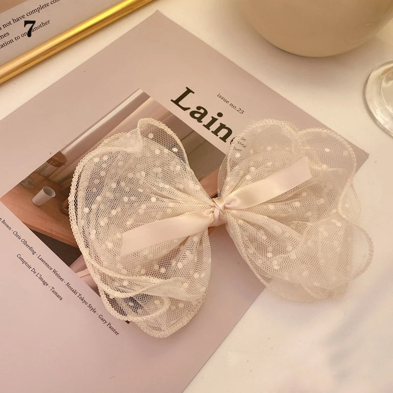 New Organza Bowknot Barrettes Lace Flower Ribbon Tassel Hair Clip Oversized Bow Headband Hairband Hair Ornament Hair Accessories mini hair clips