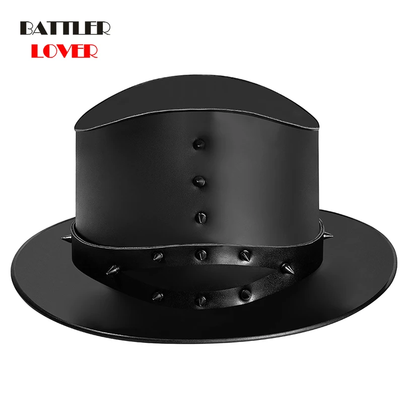 2021 Steampunk Gothic Costume Accessories Anime Props Mens Halloween Plague Doctor Cosplay Rivet Leather Adult Black Steeple Hat