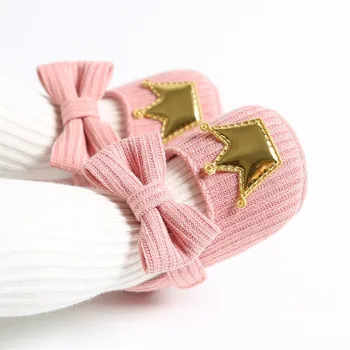 

Newborn Baby Girl Shoes Cotton Princess Baby Crown Shoes First Walkers Baby Moccasins Girls Barefoot Shoes Baby Scarpe Neonato