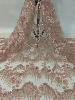 

2020 NEW High End Heavy Net France Lace Fabric With Beads High Quality African Handmade Beads French Lace YYZ7873