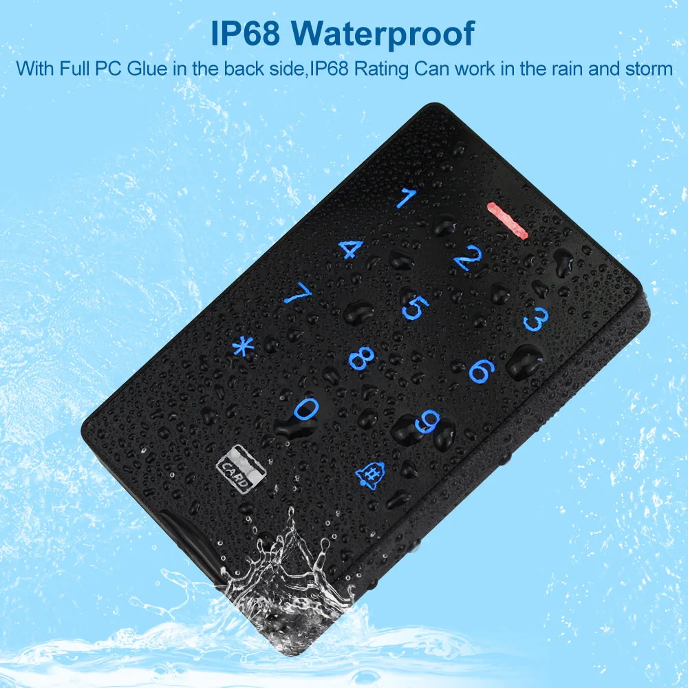 Outdoor IP68 Waterproof RFID Keypad Touch Access Control System Rainproof WG26/34 125KHz Access Controller Keyboard for Home