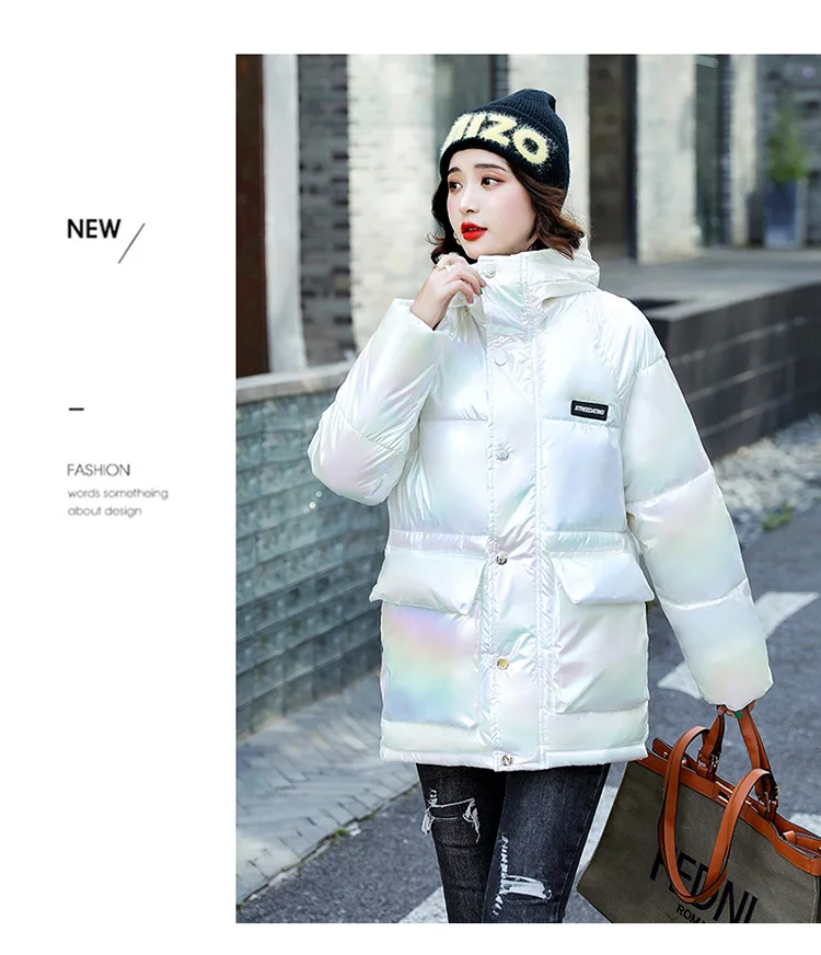 Bright-faced Cotton Clothing Women Winter 2021 New Cotton Women Loose Plus Thick Down Cotton Clothing puffer coat with fur hood