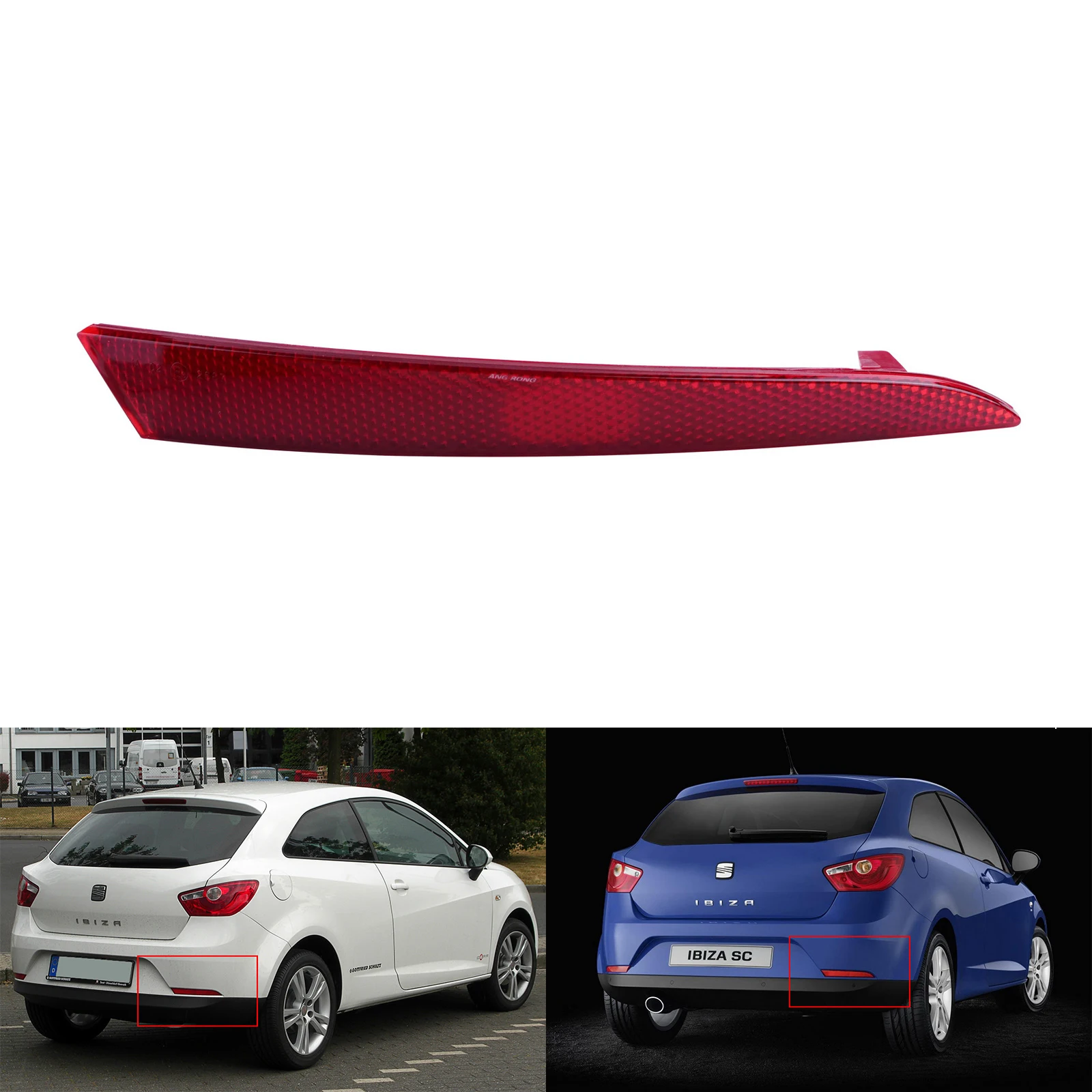 Per Seat Ibiza 6J Mk V 08-12 Destro O/S Riflettore Paraurti Posteriore Lente Rossa 6J4945106