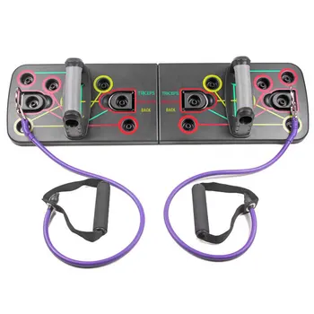 

9 in 1 Push Up Board Rack with Latex Resistance Bands Fitness Exercise Push-up Stands Body Building Training System Home Tool