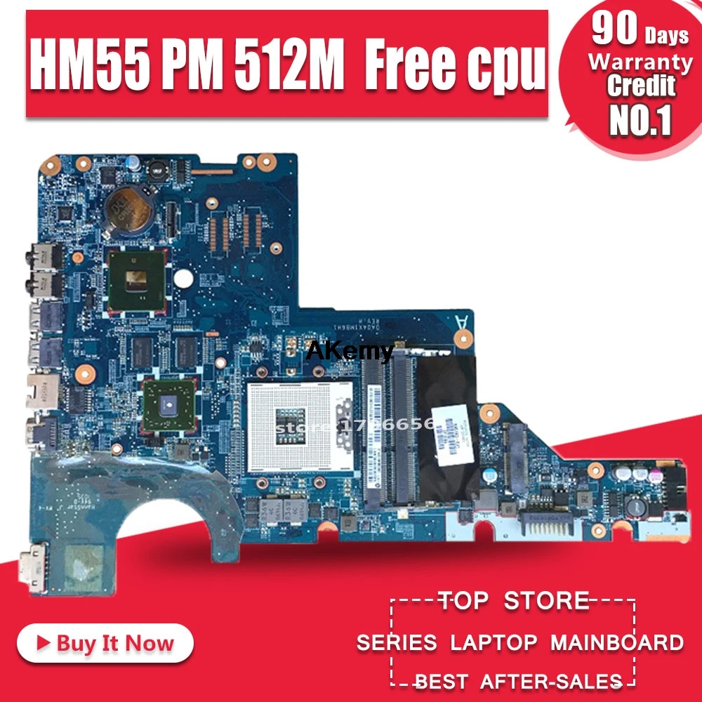

For HP Pavilion CQ42 CQ62 G42 G62 motherboard Laptop Motherboard 595184-001 Fully Tested DDR3 HM55 PM GPU/512M Free CPU