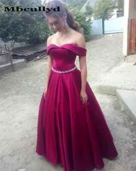 

Mbcullyd Glitter Beading Satin Prom Dresses 2020 Sexy Off Shoulder Long Formal Evening Dress Party For Women Cheap Plus Size