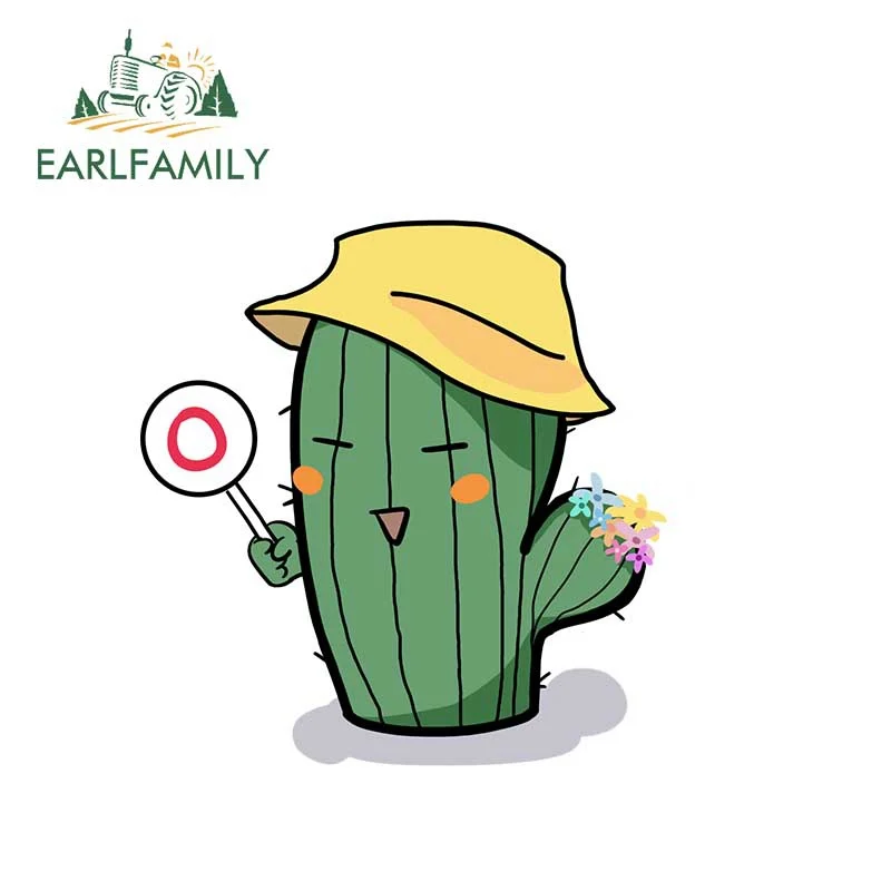 

EARLFAMILY 13cm x 12.8cm Happy Cactus Graphics Cute Car Stickers and Decals Motorcycle Car Waterproof Sticker Vinyl Car Wrap