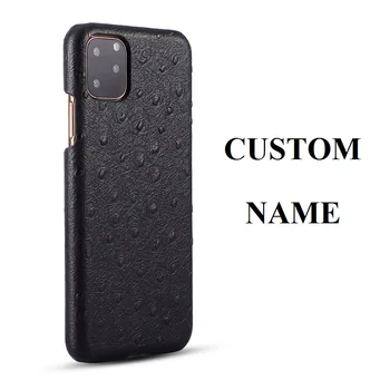 

CUSTOM NAME Initials Letter Logo Genuiune Leather Case For iPhone 11 Pro Max XS X XR 7 8 Plus Luxury Cute Crocodile Phone Cover