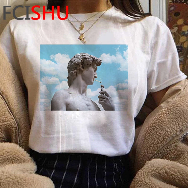 New Michelangelo Funny Cartoon Tshirt Women Grunge Aesthetic Hand Print T-shirt Graphic Oversized Tshirt Casual Top Tees Female