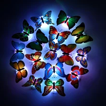

20/30/50pcs 3D Butterfly LED Night Light Self-adhesive Stickers Nightlightsy Lamp with Battery for Bedside Wall Party Decoration