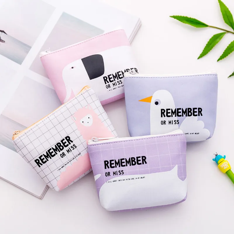 

Coin Wallet Cards Keys Holder Change Purse Kawaii Cartoon Anime Chicken Alpaca elephant waterproof Handbags Mini Pouch Children