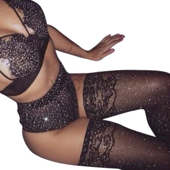 

Hot Drilling Bra Set.Intimates Eyelash Lace Bras Brassiere Temptation Bra&Brief Sets.Rhinestones Lingerie Outfit