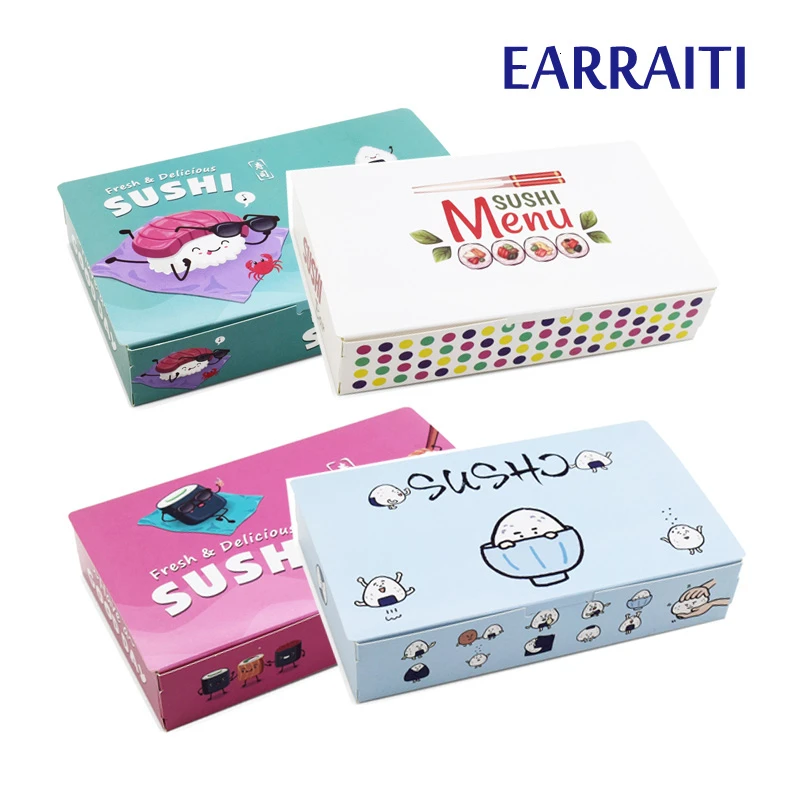 12PCS Disposable Sushi Box Rice Ball Paper Packing Box For Fast Food Shop Restaurant Sushi Box Packaging Thicken Supplier