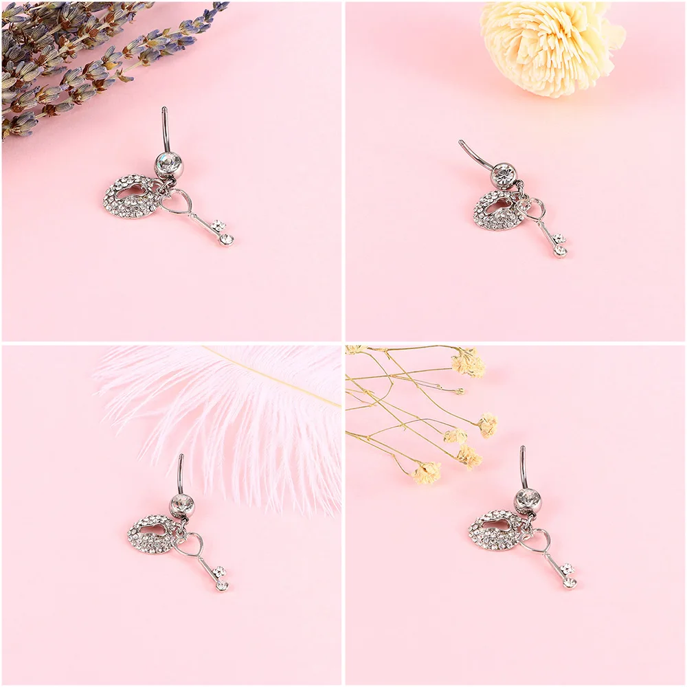 Fashion Jewelry Crystal Heart Shape Key Belly Button Nails Navel Ring Accessories Puncture Dance |