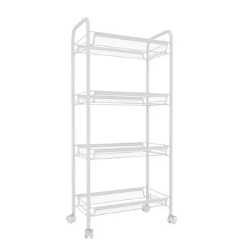 

Storage Shelf Exquisite Honeycomb Net Four Tiers Storage Cart with Hook Ivory White [US-W]