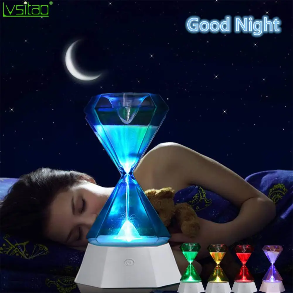 

15 Minutes Hourglass Timer Sleeping LED Lamp Night Light USB Rechargeable 7 color changing Novelty Gift touch sensor table lamps