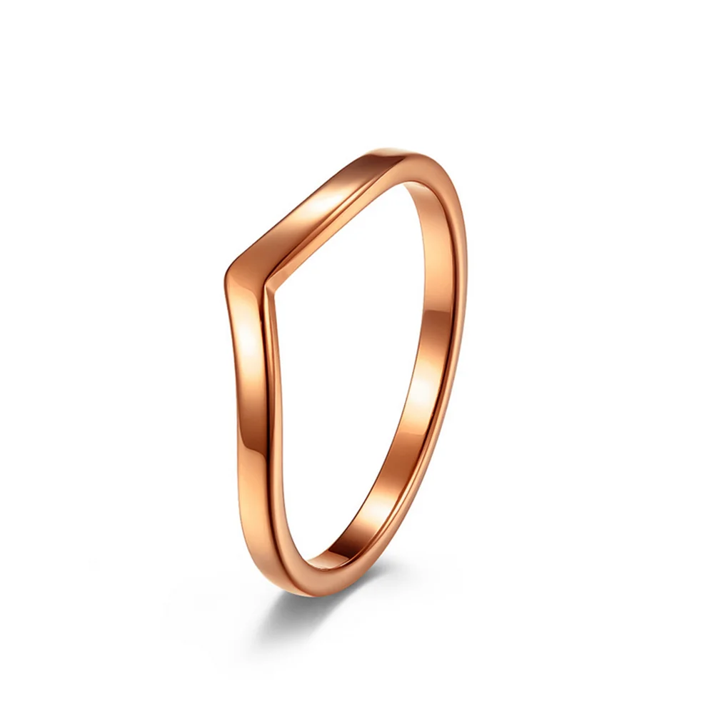 Finger Ring Stainless Steel Ring Stainless Steel Peach Heart V-Shaped Women's Ring Simple And Glossy Fashion Jewelry