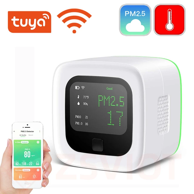 Tuya-Capteur de surveillance WiFi PM2.5, analyseur de qualité de l'air,  poignées de gaz, capteur de température et d'humidité, testeur de gaz,  affichage de la poussière PM10 - AliExpress
