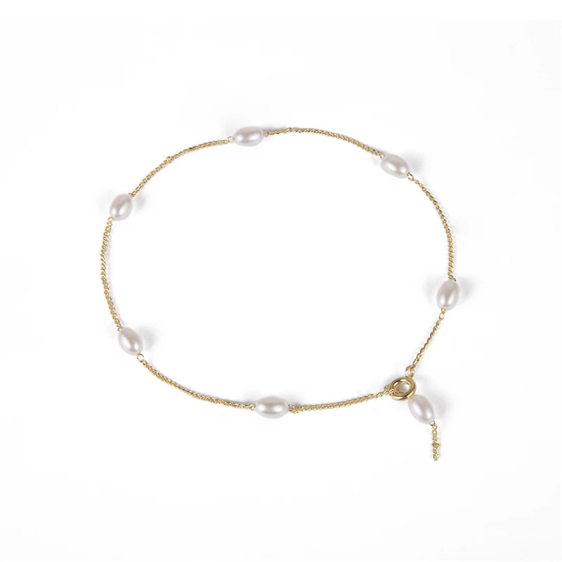 VIVILADY Minimalist Style Imitation Pearl Women Anklets Charming Gold Silver Color Trendy Alloy Summer Beach Jewelry Bijoux