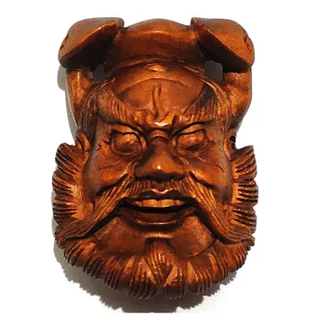

Y5778 -1.6“ Hand Carved Boxwood Carving Figurine Netsuke:Zhong Kui