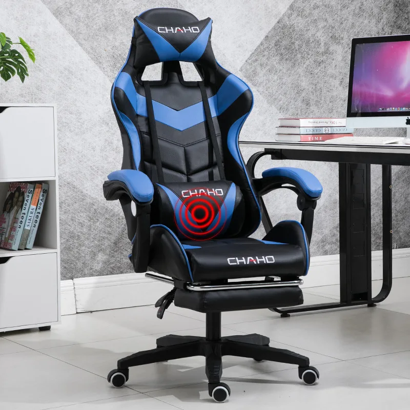 Е-спортивное игровое кресло, семейное офисное компьютерное кресло, вращающееся кресло с подъемником, домашнее офисное кресло, подъемное кресло, современное простое - Цвет: Style B Black Blue