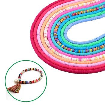 

3/4/5/6/8mm Flat Round Polymer Clay Beads Chip Disk Loose Spacer Handmade Beads For DIY Jewelry Making Bracelet Finding Wholesal