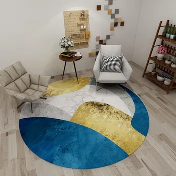 

Nordic Simplicity Round Carpet Absorbent Non-slip Print Geometric Rug Carpets For Living Room Coffee Table Blanket Floor Mat