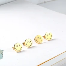 RIR минималистичные милые круглые серьги со звездами и глазами для лица, Уникальный Забавный дизайн, круглые Женские Ювелирные серьги-гвоздики